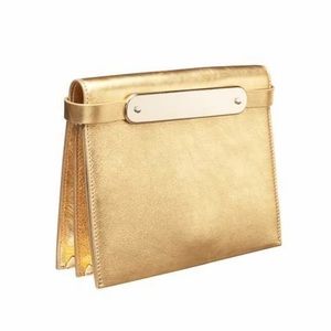 Edie Parker Candy Metallic Leather Top-handle Bag In Gold